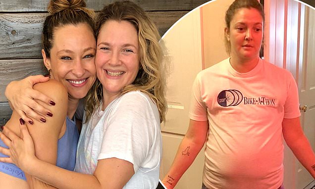 Drew Barrymore shares a before and after as she loses 25lbs in three months  | Daily Mail Online